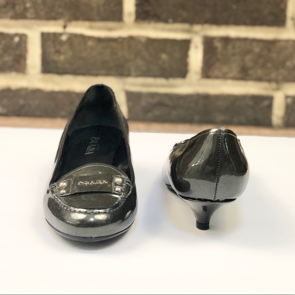 Prada | Patent Leather Kitten Heel Loafers 6.5 - Picture 5 of 8